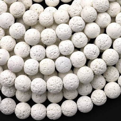 White Lava 6mm Smooth Round Bead Strand