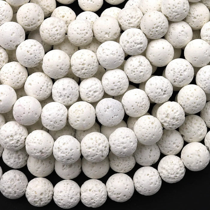 White Lava 4mm Smooth Round Bead Strand