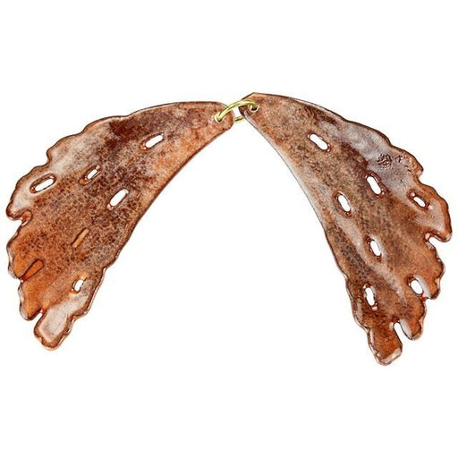 Gardanne Beads Autumn Enameled Brass Fan Coral Pendant (1 Pair)