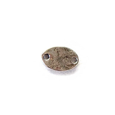 Nunn Design Primitive Itsy Oval Double Loop Tag 12x8x1.6mm, Antique Silver