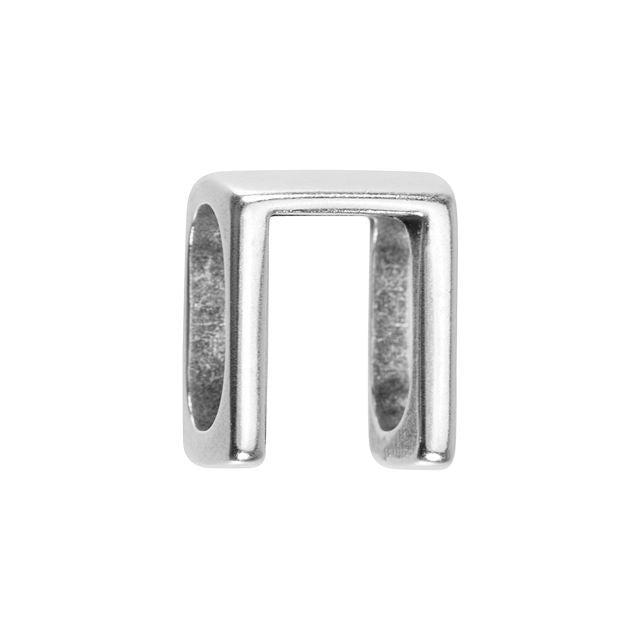 Regaliz Symbol Slider Bead, for Oval Leather Cord 'PI', Silver Plated (1 Piece)