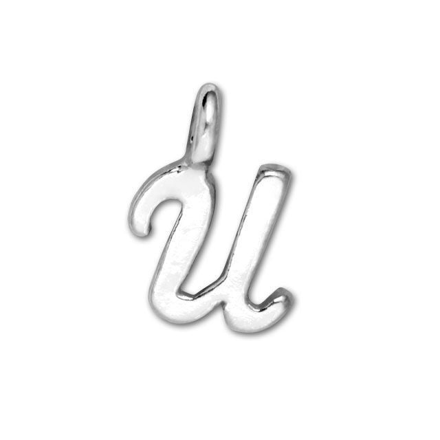 JBB Charm, Alphabet Letter 'U' 8.5x4mm, Sterling Silver (1 Piece)