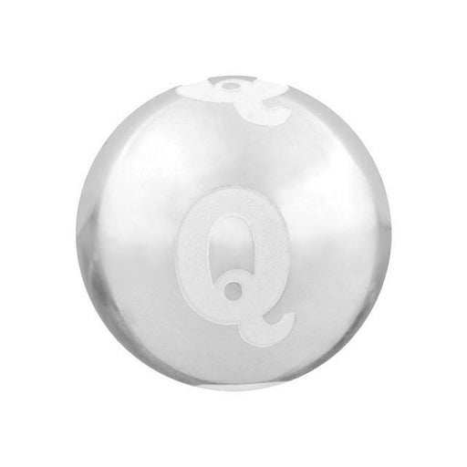 Alphabet Bead, Round with Letter 'Q' 12mm, Sterling Silver (1 Piece)