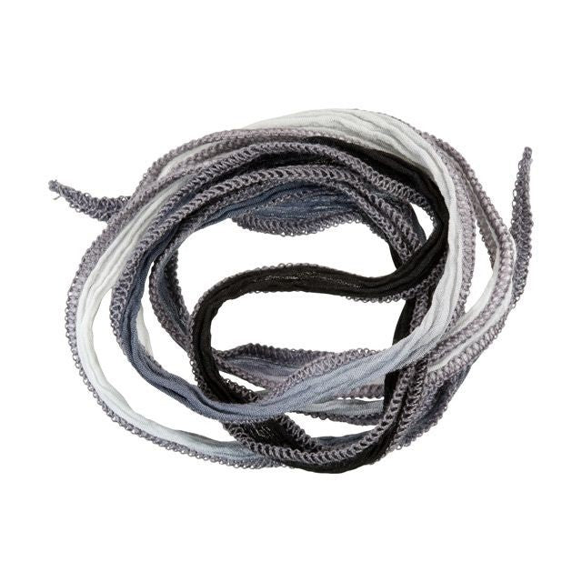 Hand-Dyed Silk Ribbon, 20mm Wide, Dove Grey Blend (32-36 Inch Strand)