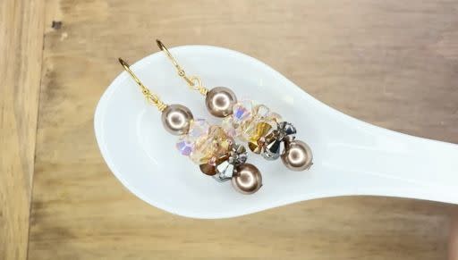 How to Make Simple Beaded Bead Earrings with Crystal Bicones and Glass Pearls by Deb Floros