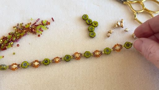 How to Make a Beaded Bracelet with Czech Glass Beads using Two