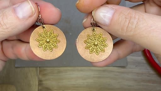 How to Make Simple Layered Earrings with Gilders Paste Wax by Deb Floros