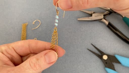 How to Make Iridescent Pearl & Chain Tassel Earrings