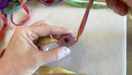 How to Make a Wrapped Silk Ribbon Bracelet with Flower Link