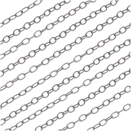 Gun Metal Plated Fine Cable Chain, 1.8mm (1 Foot)