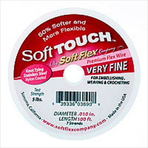 Soft Flex, Soft Touch 7 Strand Very Fine Beading Wire .010 inch Thick, 30 Feet, White