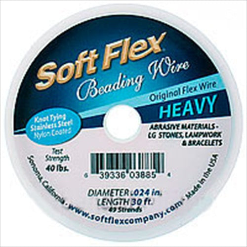 BEADING WIRE 100 Ft Soft Flex Satin Silver Clear HEAVY .024'' 49 Strands