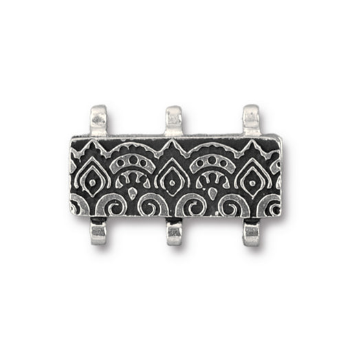 Magnetic Clasp, 3-Loop Temple 25mm, Antiqued Silver Plated, By TierraCast (1 Set)