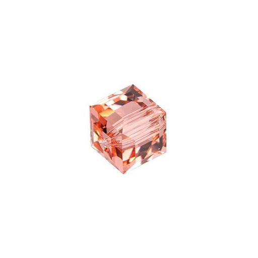 PRESTIGE Crystal, #5601 Faceted Cube Bead 6mm, Rose Peach (1 Piece)
