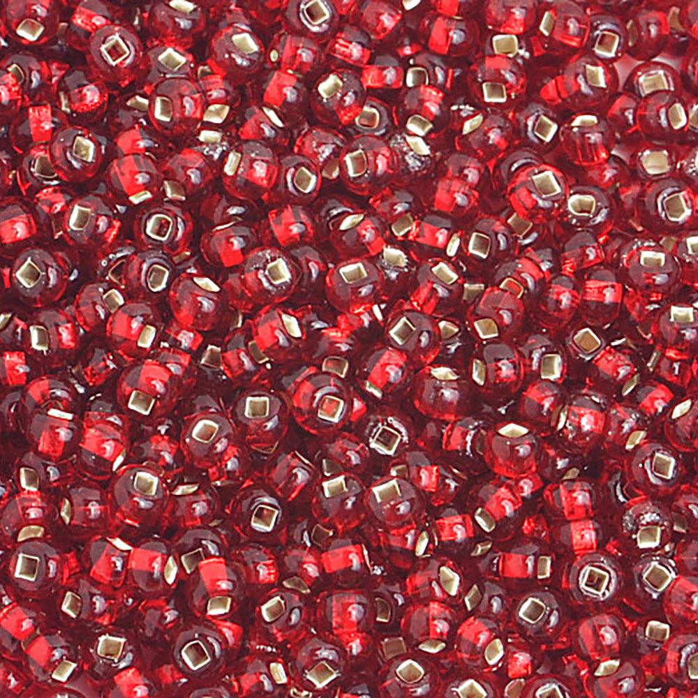 Preciosa Czech Glass, 8/0 Seed Bead, Silver Lined Red (1 Tube)