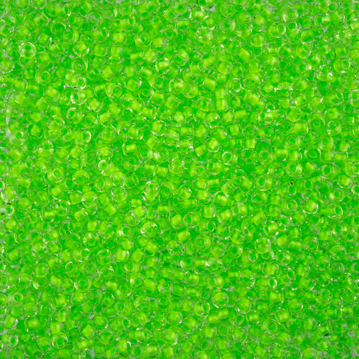 Preciosa Czech Glass, 8/0 Round Seed Bead, Crystal Color Lined Neon Green (1 Tube)