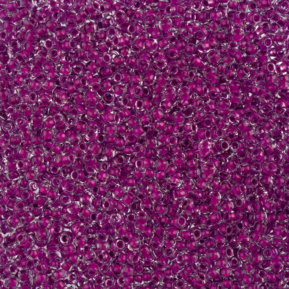 Preciosa Czech Glass, 8/0 Round Seed Bead, Crystal Color Lined Neon Purple (1 Tube)