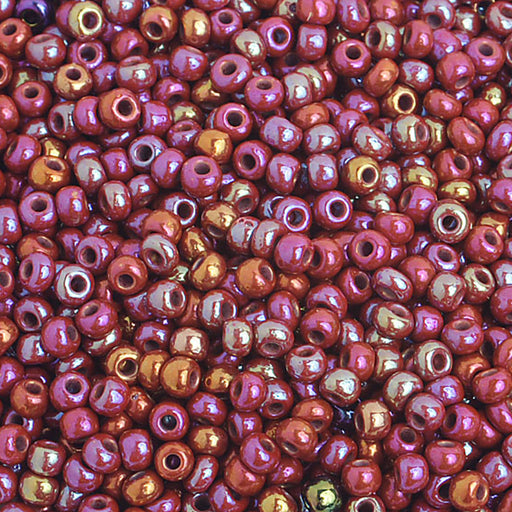 Preciosa Czech Glass, 8/0 Round Seed Bead, Opaque Ruby AB (1 Tube)