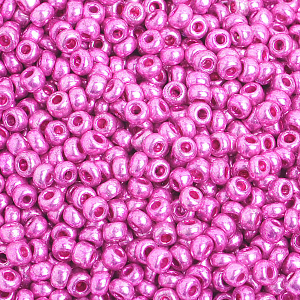 Preciosa Czech Glass, 8/0 Round Seed Bead, Metallic Pink (1 Tube)