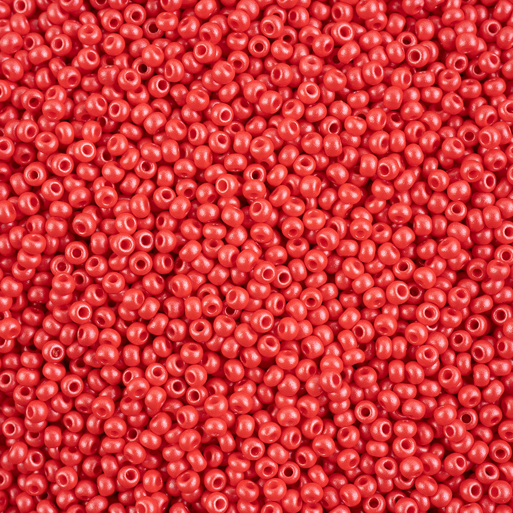 Preciosa Czech Glass, 8/0 Round Seed Bead, PermaLux Dyed Chalk Red (1 Tube)