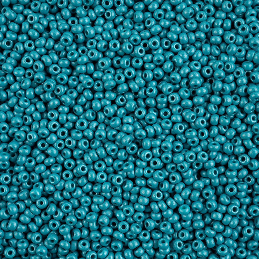 Preciosa Czech Glass, 8/0 Round Seed Bead, PermaLux Dyed Chalk Teal (1 Tube)