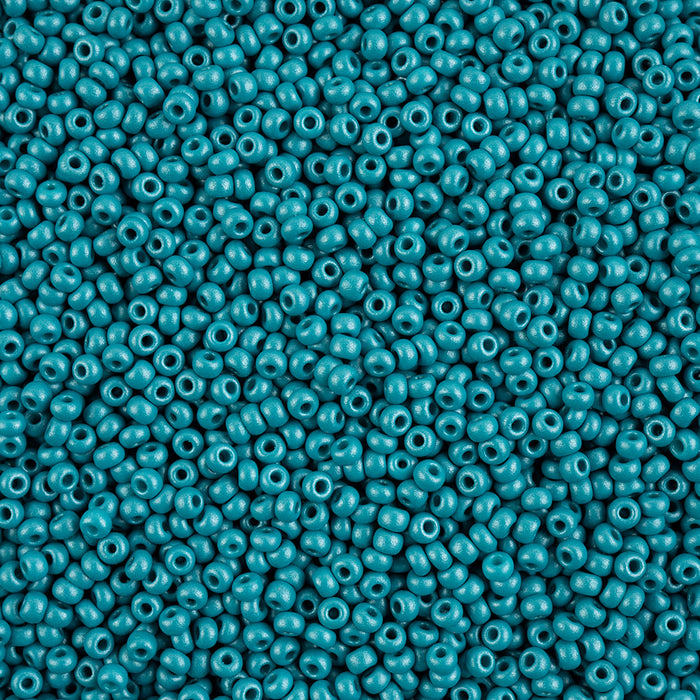 Preciosa Czech Glass, 8/0 Round Seed Bead, PermaLux Dyed Chalk Teal (1 Tube)