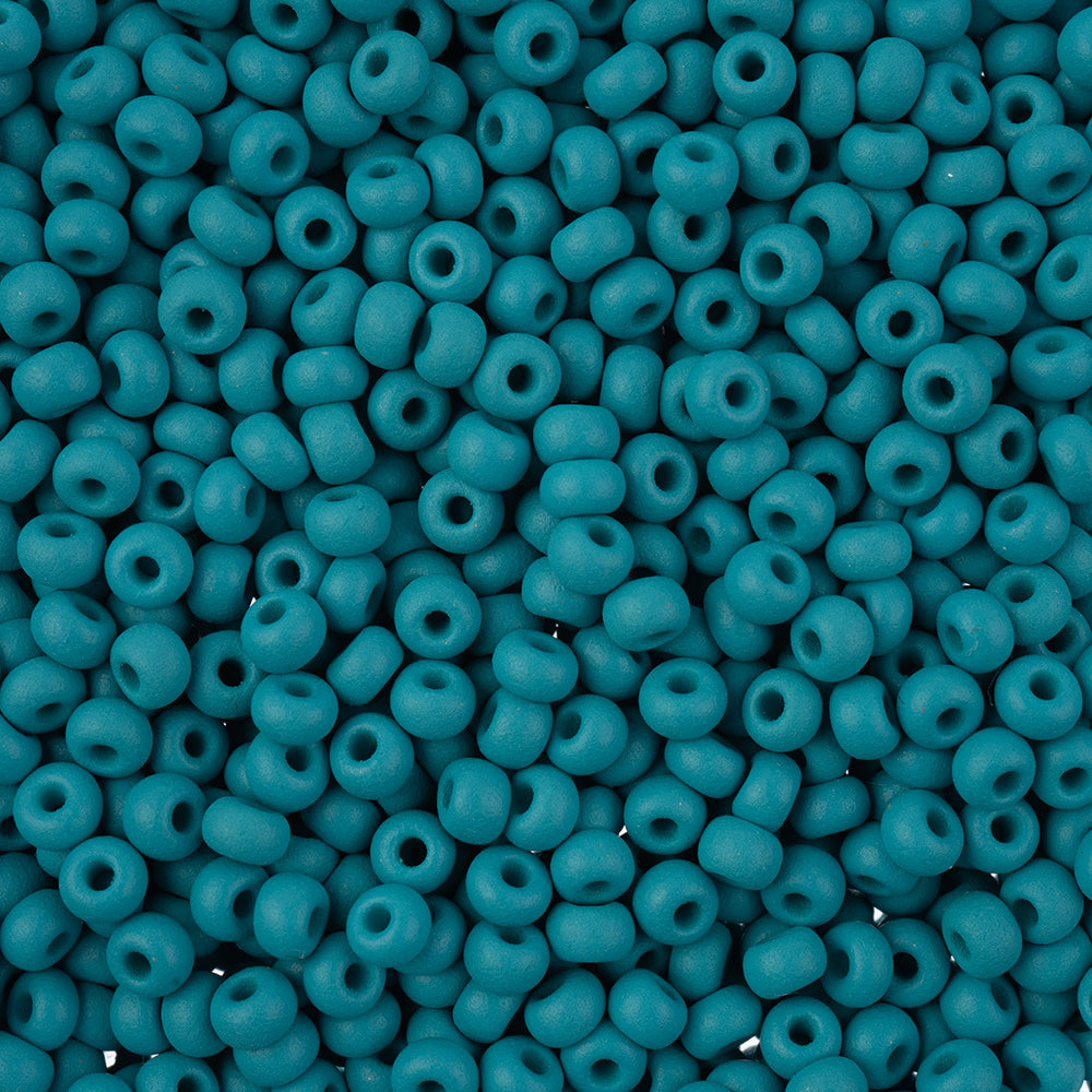 Preciosa Czech Glass, 8/0 Round Seed Bead, PermaLux Dyed Chalk Teal - Matte (1 Tube)