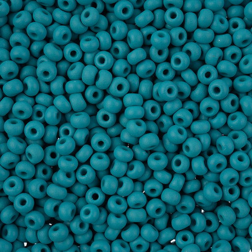 Preciosa Czech Glass, 8/0 Round Seed Bead, PermaLux Dyed Chalk Teal - Matte (1 Tube)