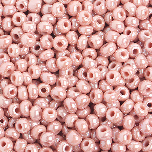 Preciosa Czech Glass, 6/0 Round Pony Seed Bead, Opaque Pearl Pink Luster (1 Tube)