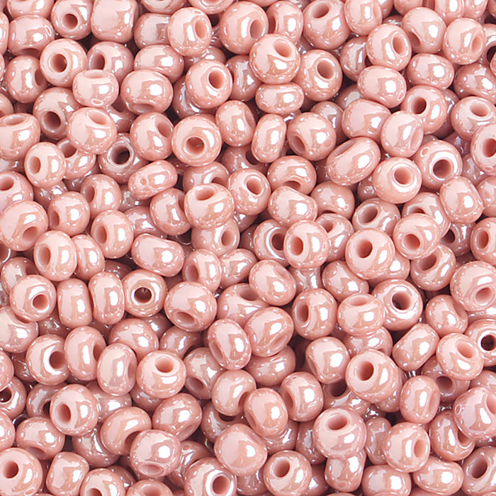 Preciosa Czech Glass, 6/0 Round Pony Seed Bead, Opaque Pearl Pink Luster (1 Tube)