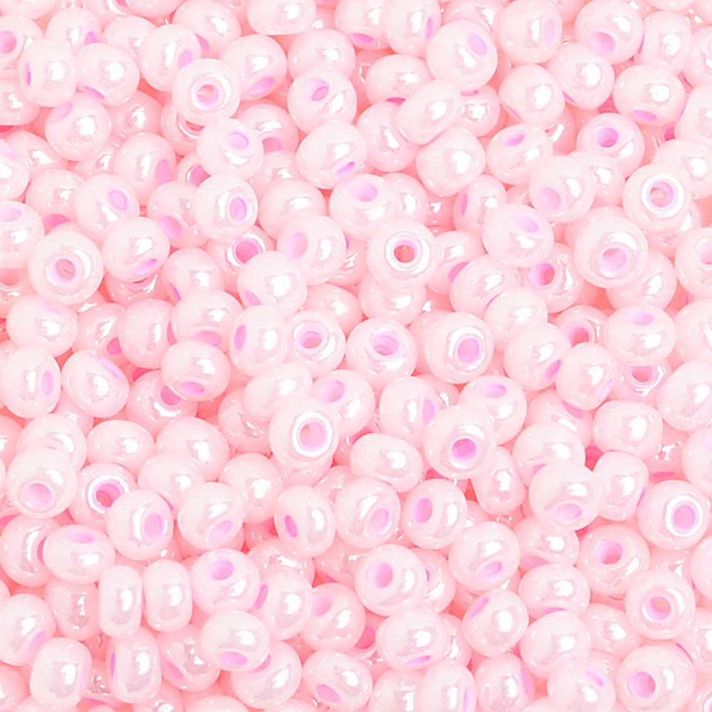 Preciosa Czech Glass, 6/0 Round Pony Seed Bead, Opaque Pearl Dyed Pale Pink (1 Tube)