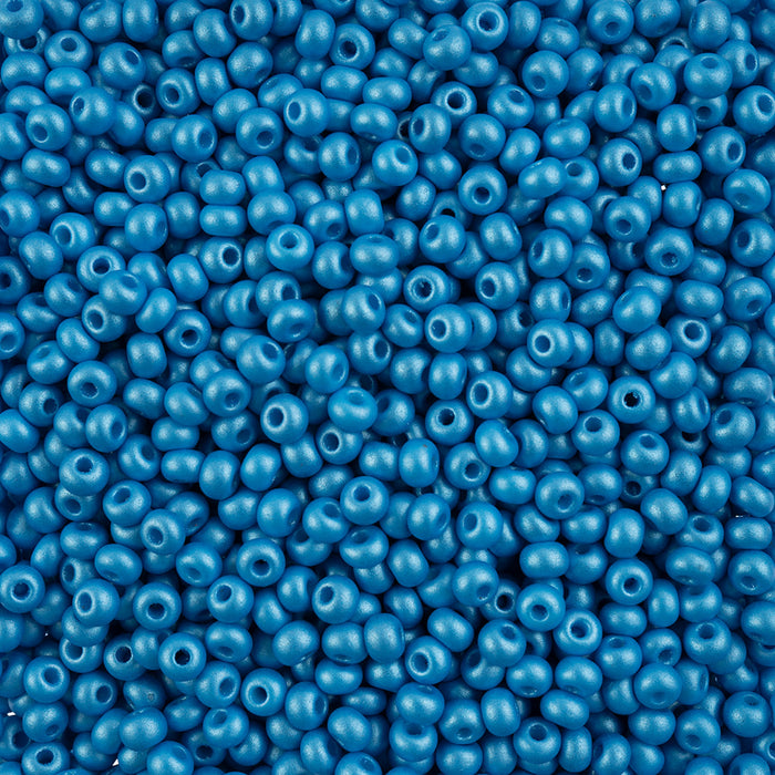 Preciosa Czech Glass, 6/0 Round Pony Seed Bead, PermaLux Dyed Chalk Dark Turquoise (1 Tube)