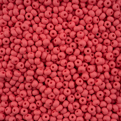 Preciosa Czech Glass, 6/0 Round Pony Seed Bead, PermaLux Dyed Chalk Red - Matte (1 Tube)