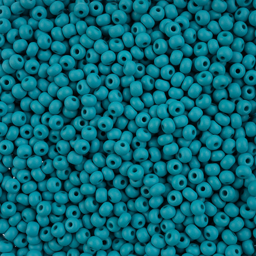 Preciosa Czech Glass, 6/0 Round Pony Seed Bead, PermaLux Dyed Chalk Teal - Matte (1 Tube)