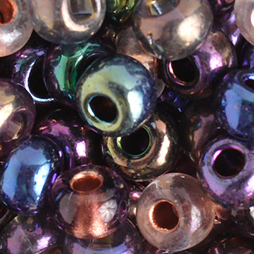 Preciosa Czech Glass, 2/0 Round Pony Seed Bead, Metallic Iridescent Assorted Color (1 Tube)
