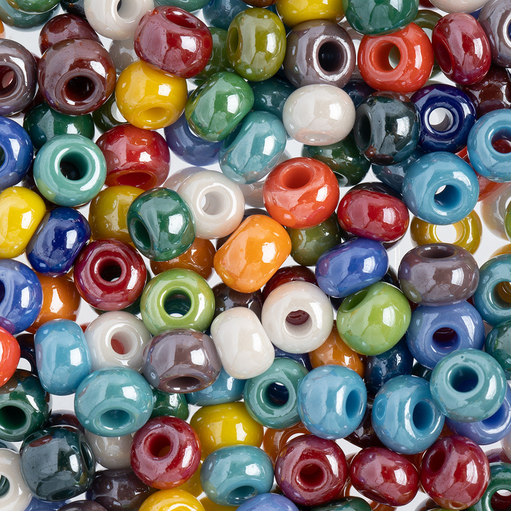 Preciosa Czech Glass, 2/0 Round Pony Seed Bead, Opaque Multi Luster (1 Tube)