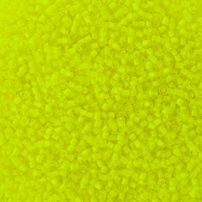 Preciosa Czech Glass, 11/0 Round Seed Bead, Crystal Color Lined Neon Yellow (1 Tube)