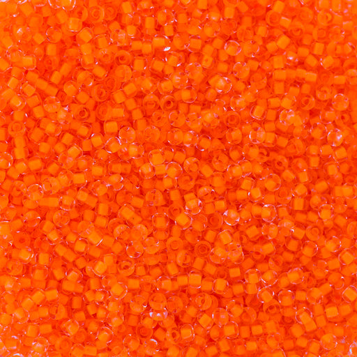 Preciosa Czech Glass, 11/0 Round Seed Bead, Crystal Color Lined Neon Orange (1 Tube)