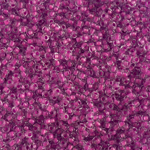 Preciosa Czech Glass, 11/0 Round Seed Bead, Crystal Color Lined Neon Purple (1 Tube)