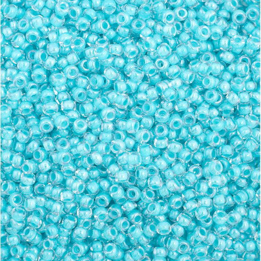 Preciosa Czech Glass, 11/0 Round Seed Bead, Color Lined Turquoise (1 Tube)