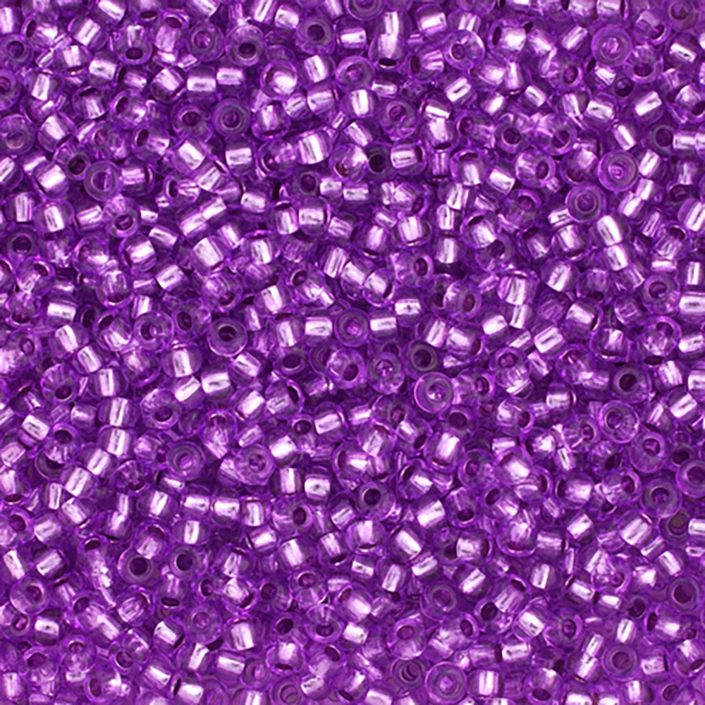 Preciosa Czech Glass, 11/0 Round Seed Bead, Silver Lined Purple Dyed (1 Tube)