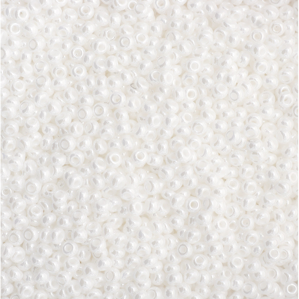 Preciosa Czech Glass, 11/0 Round Seed Bead, Opaque White Luster (1 Tube)