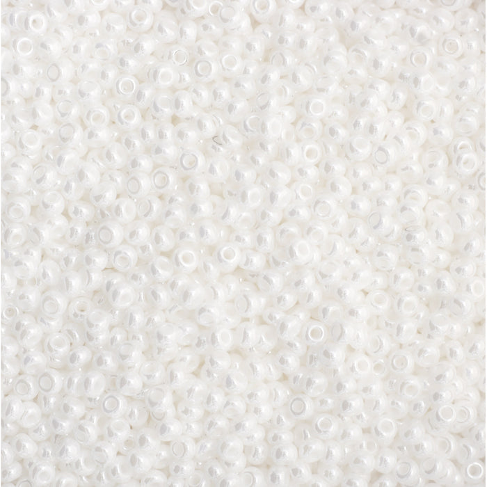 Preciosa Czech Glass, 11/0 Round Seed Bead, Opaque White Luster (1 Tube)