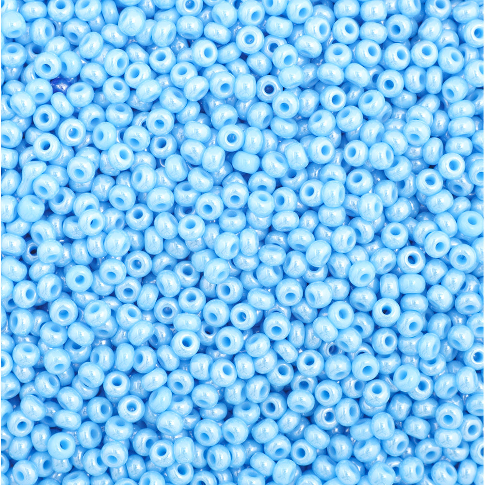 Preciosa Czech Glass, 11/0 Round Seed Bead, Opaque Light Blue Luster (1 Tube)