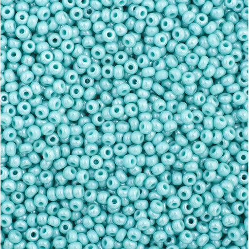 Preciosa Czech Glass, 11/0 Round Seed Bead, Opaque Turquoise Luster (1 Tube)