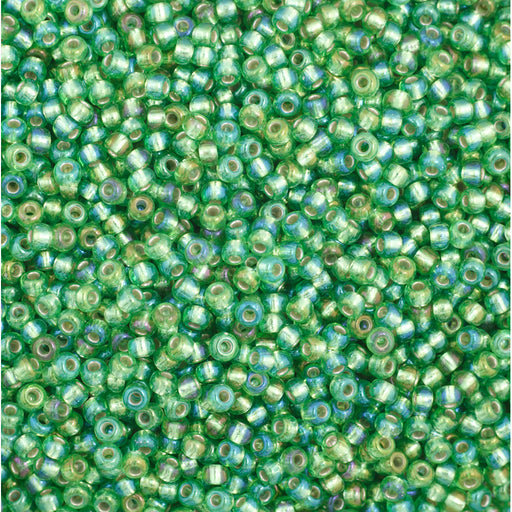 Preciosa Czech Glass, 11/0 Round Seed Bead, Silver Lined Green Rainbow (1 Tube)