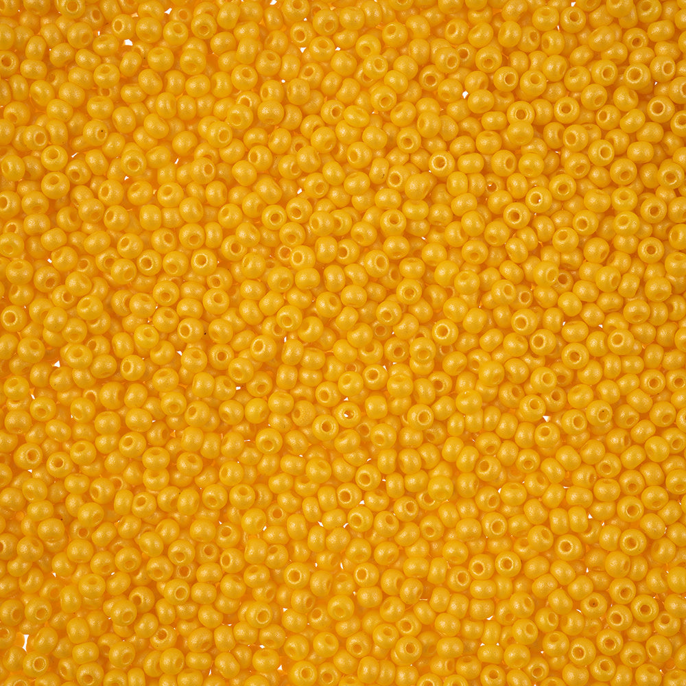 Preciosa Czech Glass, 11/0 Round Seed Bead, PermaLux Dyed Chalk Dark Yellow (1 Tube)