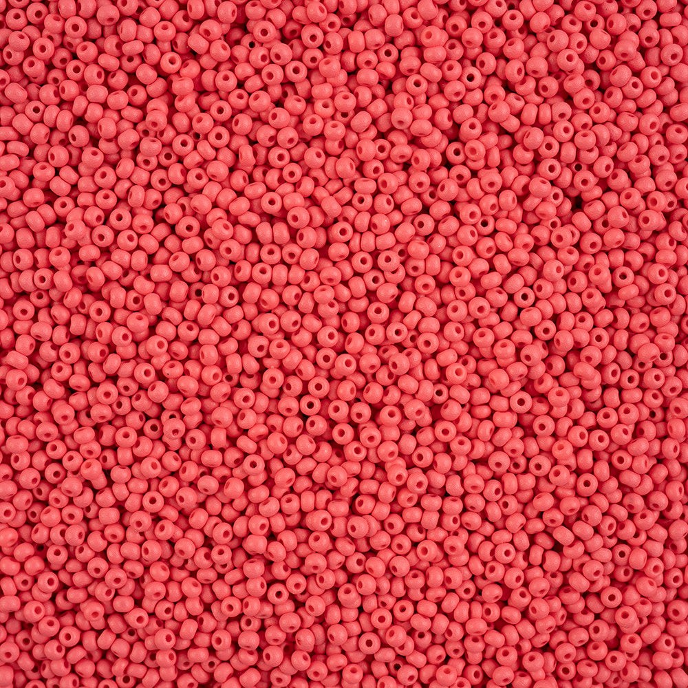Preciosa Czech Glass, 11/0 Round Seed Bead, PermaLux Dyed Chalk Red - Matte (1 Tube)