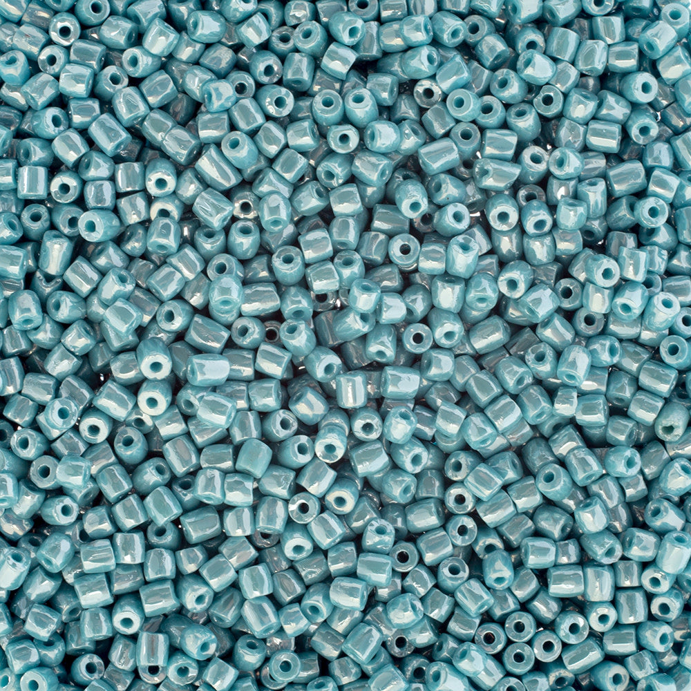 Preciosa Czech Glass, 9/0 Cylinder 3cuts Seed Bead, Opaque Turquoise Blue Luster (1 Tube)