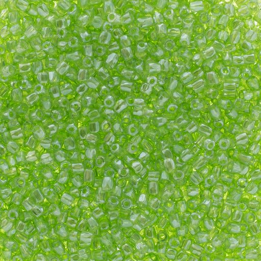 Preciosa Czech Glass, 9/0 Cylinder 3cuts Seed Bead, Transparent Light Green Luster (1 Tube)